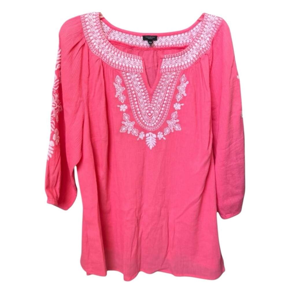 Talbots Embroidered Gauze Lightweight Cotton Fall Top
